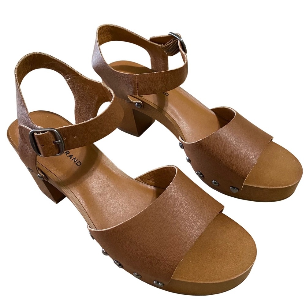 Lucky Brand Hashti Retro Boho Hippie Sandals 7.5 Brown Western Slingback Heels